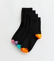 New Look 4 Pack Black Colour Block Socks